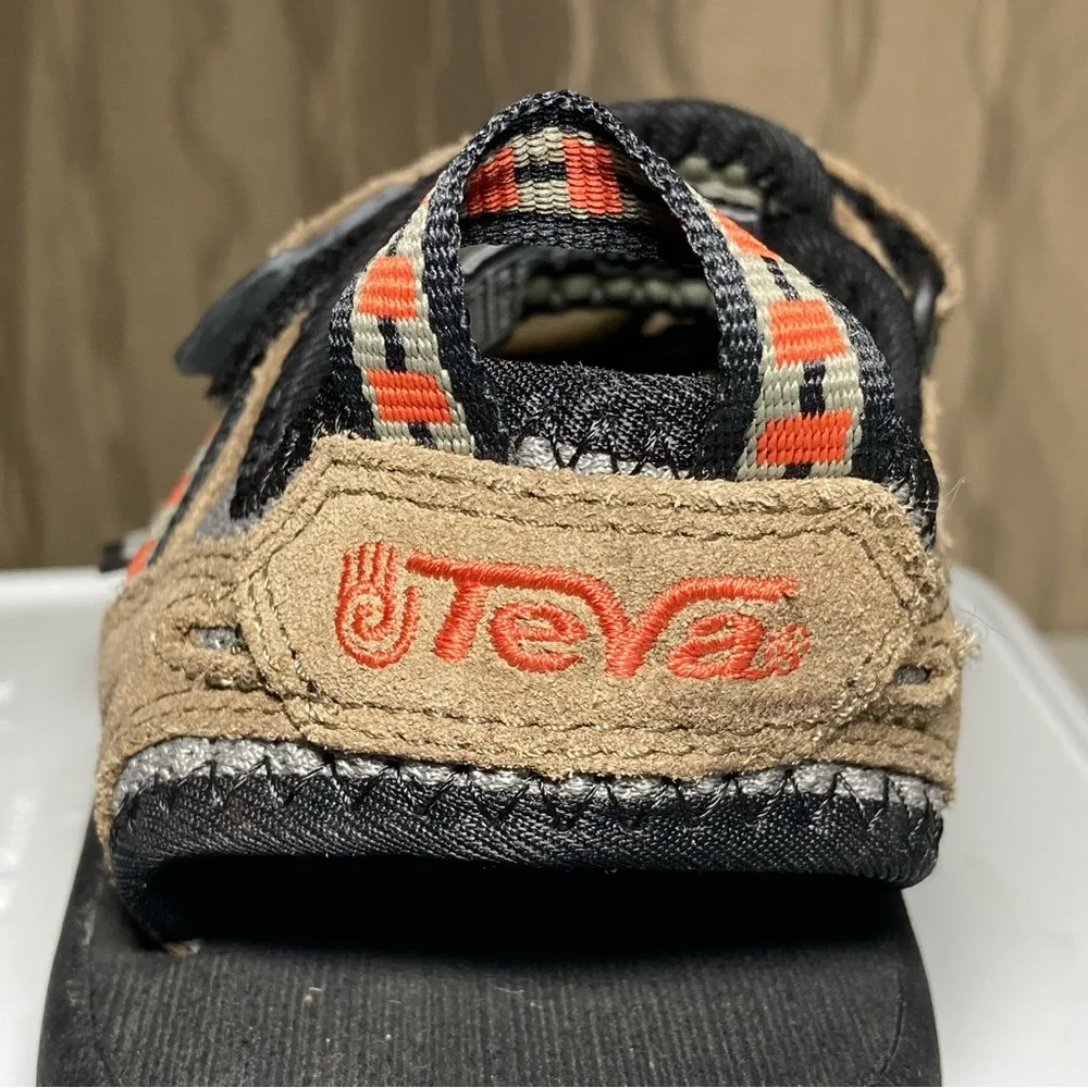 Teva Spoiler II Boy’s 3 Sport Sandals Trail Hiking Tan Black Adjustable Leather